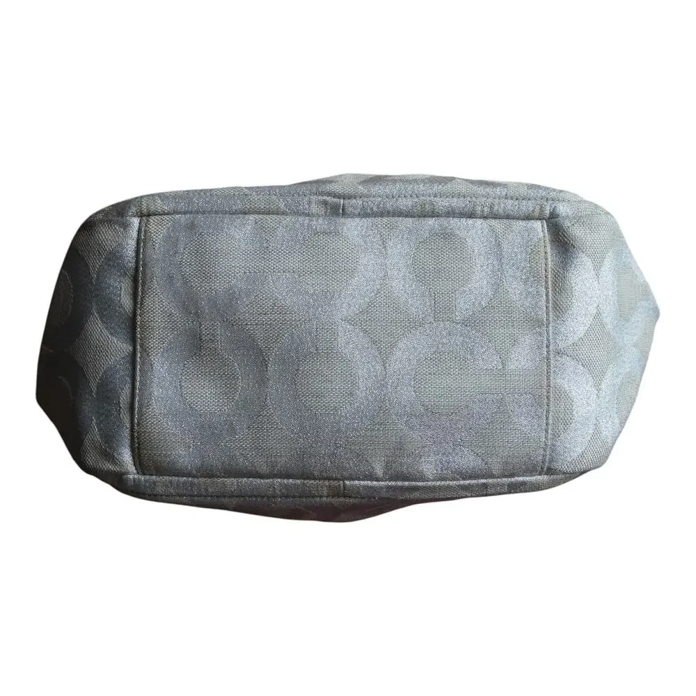 Coach Y2K Metallic Silver Signature Hobo Bag Powder Blue Lining L0882-13508 EUC
